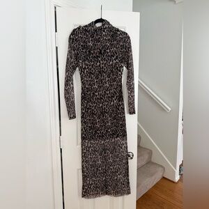 All Saints Leopard Print Long Sleeve Maxi Dress - Brown/Black
